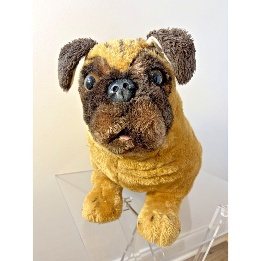Melissa & Doug Plush Pug Dog Realistic Life-Like Brown Stuffed Animal Toy 2125